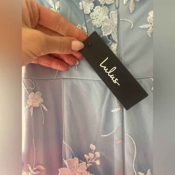 [NWT] Lulus Strapless Blue Floral Embroidered Maxi Dress - X-Small - Picture 10 of 12
